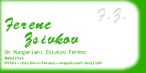 ferenc zsivkov business card